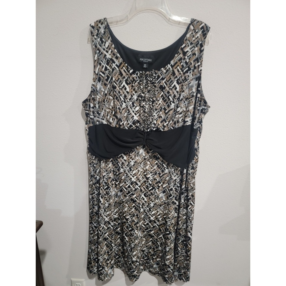 Perceptions Black & brown Print Sleeveless Empire Waist‎ Dress Womens Plus 22W